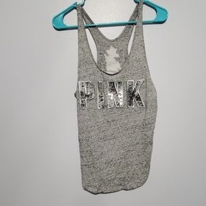 new w/tags Pink M tank top sequins logo / flowers